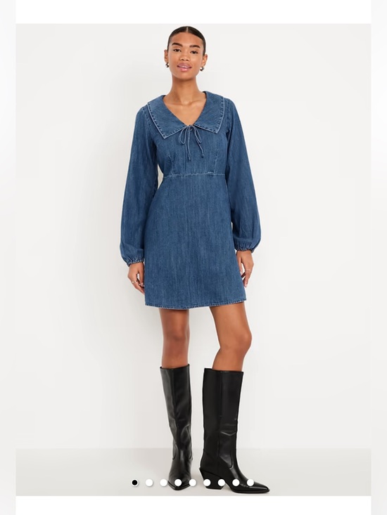 Old Navy Dresses & Skirts - Long-Sleeve Fit & Flare Collared Jean Mini Dress